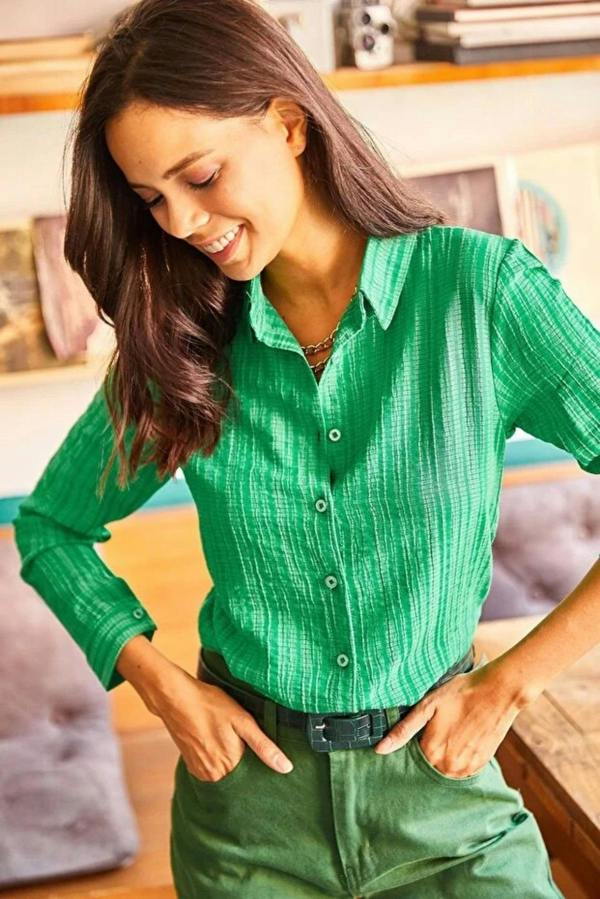 Hoxton Gal Jacquard Textured Woven Shirt
