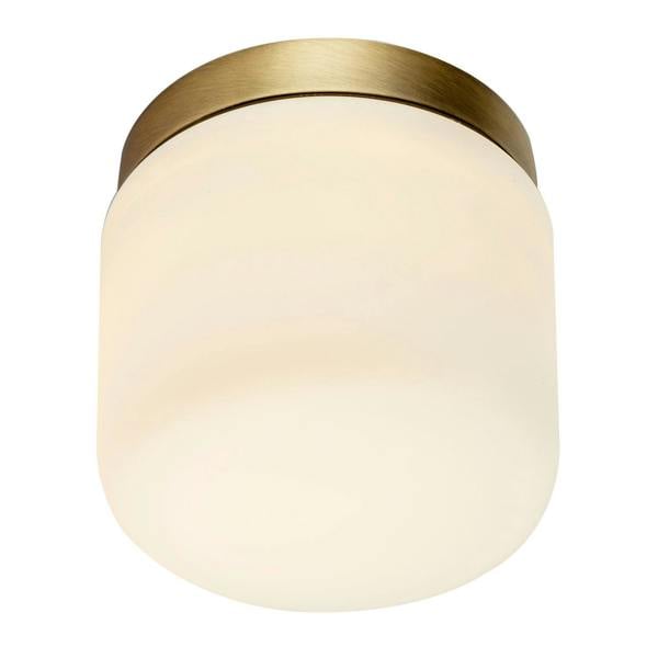 Modern Bathroom LED Ceiling Light in Antique Brass with Glass Shade Image 5