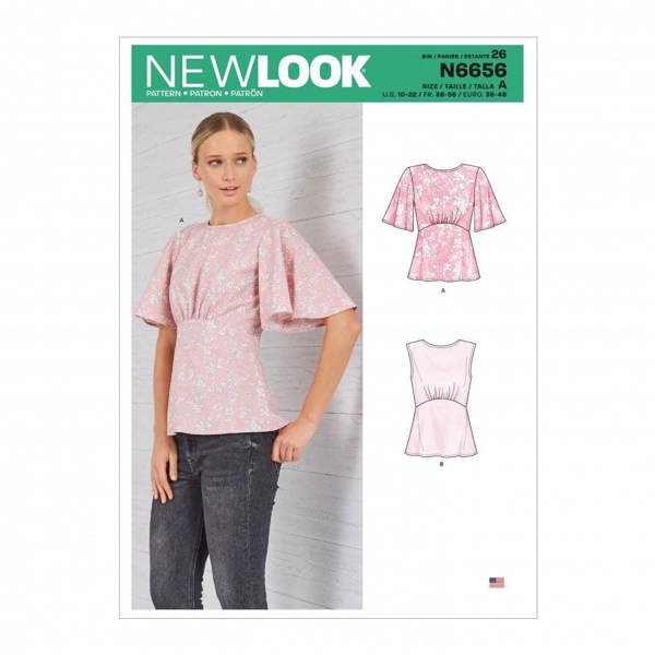 New Look Sewing Pattern 6656, Tops for Women, A (10-12-14-16-18-20-22) - Intermediate