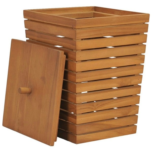 Berkfield Laundry Basket 30x30x45 cm Solid Teak Wood