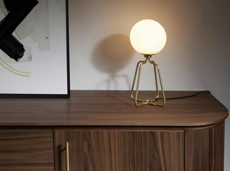 Angel Cerdá Table Lamp Golden Steel and White Glass 8049