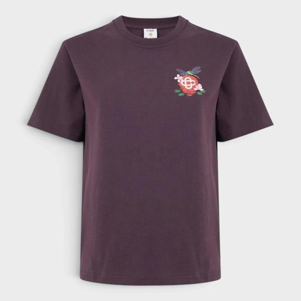 Casablanca Dragonfly Floral Print T-Shirt Dark Purple