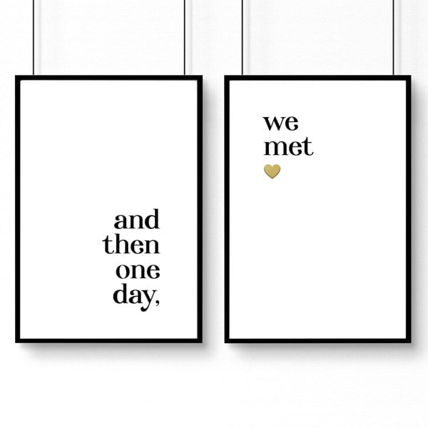 1st year anniversary gift | set of 2 wall art prints for Bedroom