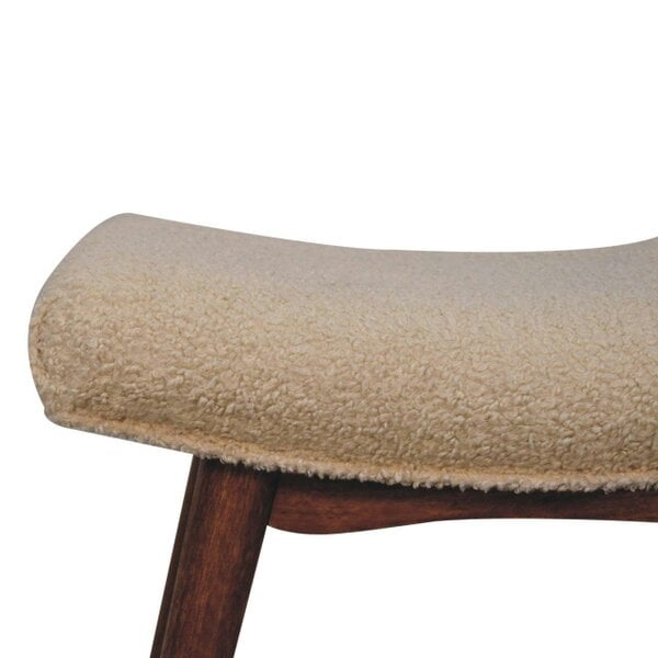 Wyld Haus Bolzano Caramel Boucle Cream Curved Bench