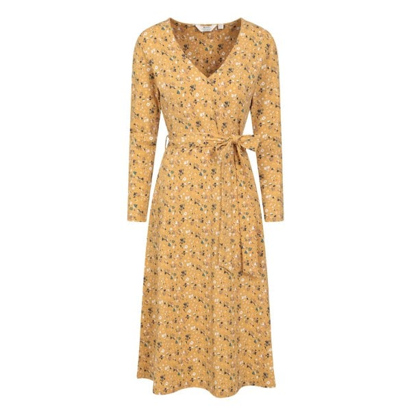 Mountain Warehouse Women's Santorini Floral Long-Sleeved Midi Dress - Mustard