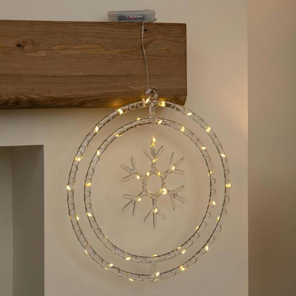 Samuel Alexander 34cm Light Up Christmas Snowflake Ring with Warm White LEDs