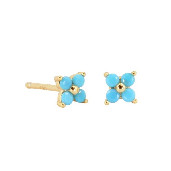 Gold Trip Blue Crystal Flower Studs