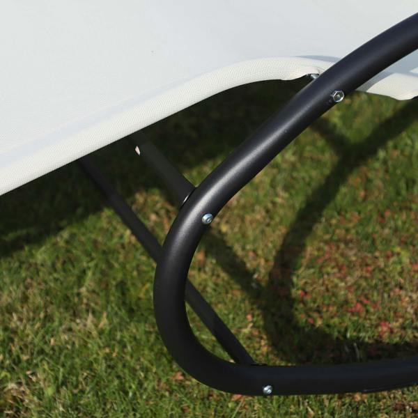 Cream lounger seat panel with black frame bar and connection bolts