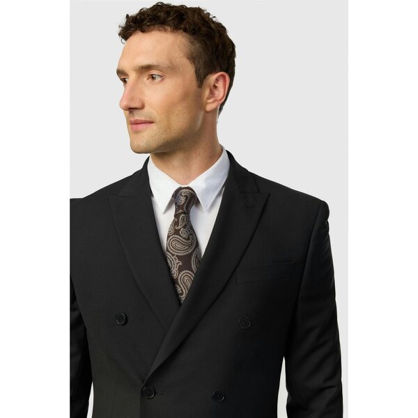 Ted Baker Slim Fit Performance Black Panama Double Breasted Jacket