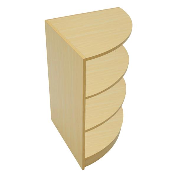 Maple Hyperion LED shop counter set featuring a sleek, curved design with four spacious shelves for optimal display and storage