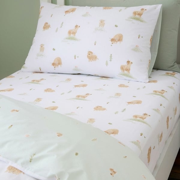 Bianca Mini Moo Cow Cotton Fitted Sheet White