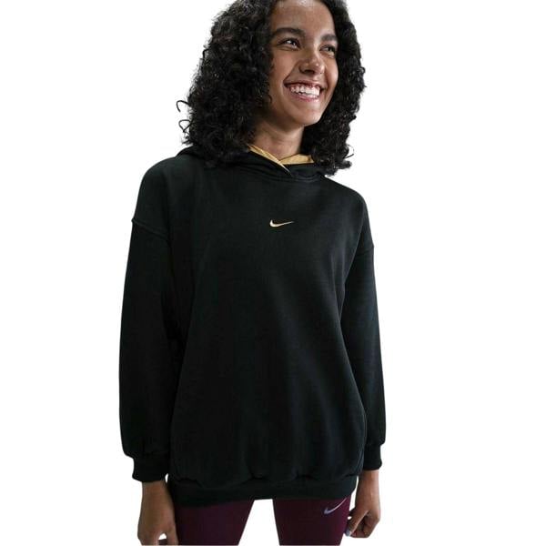 Nike Childrens/Kids Swoosh Oversized Hoodie - Black/Gold - 