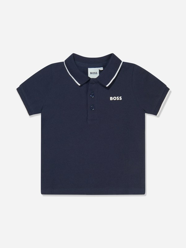 BOSS Baby Boys Logo Polo Shirt in Navy