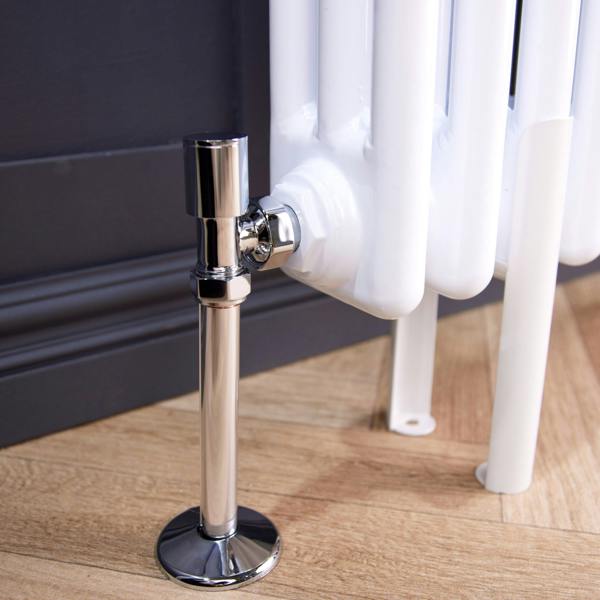 Flode Angled Round Manual Radiator Valve Pack | 15mm x 1/2″ | Chrome
