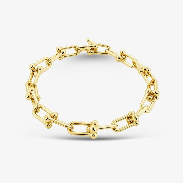 T. H. Baker 9ct Yellow Gold 7.5 Inch Fancy Bar Ball Chain Bracelet HBGT-850-9Y-7.5