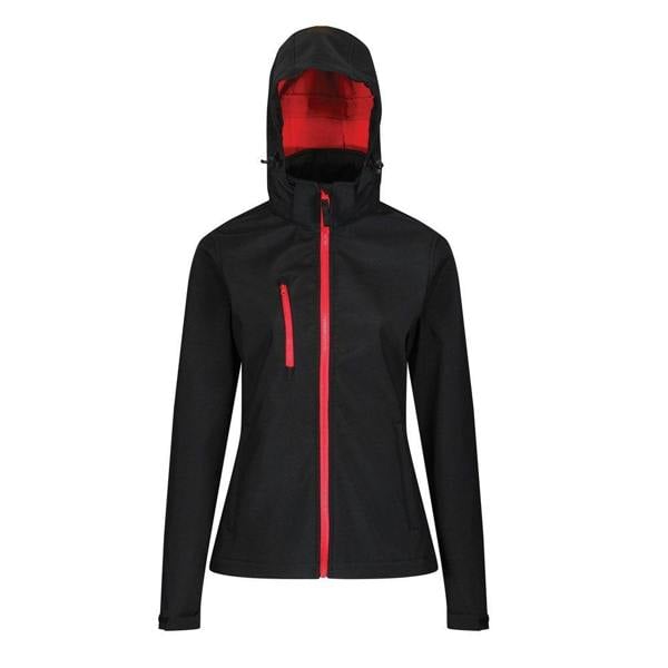 Regatta Womens/Ladies Venturer Hooded Soft Shell Jacket - Black/Classic Red