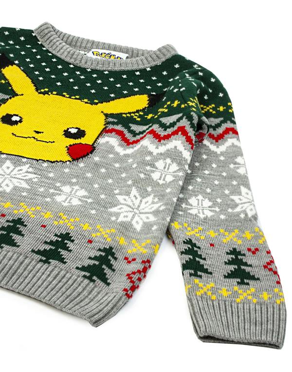 Pokemon Boys Grey Pikachu Christmas Jumper