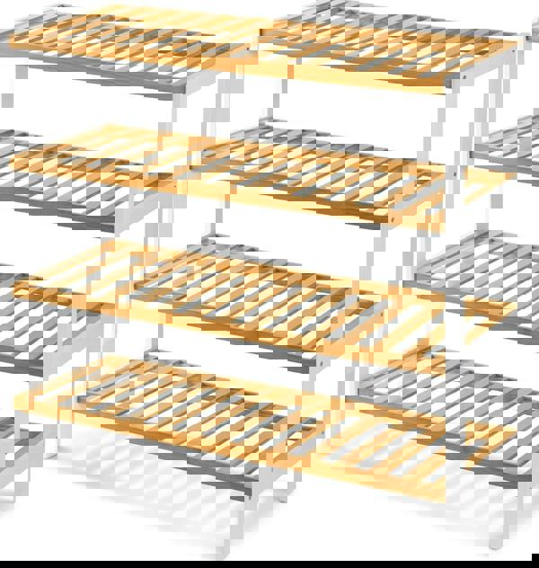 MANTRARAJ Bamboo 4 Tier Shoe Rack Easy Assembly Storage Shelf Organiser Wooden Shoe Rack