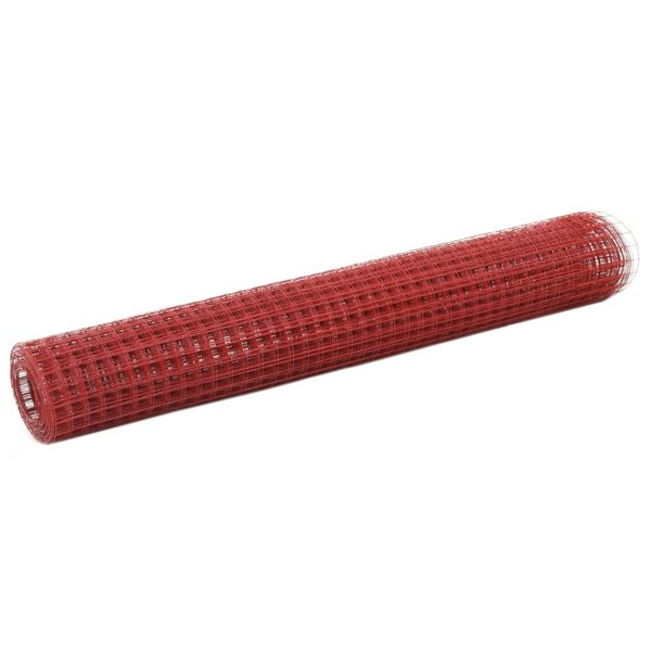 Berkfield Chicken Wire Fence Steel with PVC Coating 10x1 m Red