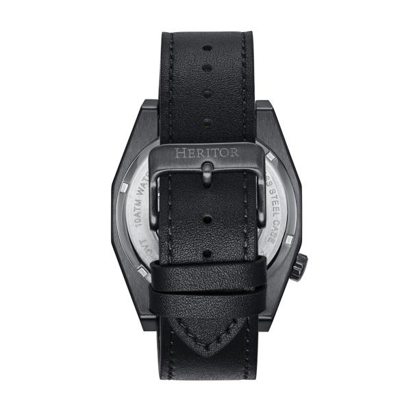 Heritor Automatic Amadeus Semi-Skeleton Leather-Band Watch - Black/Black - HERHS3405