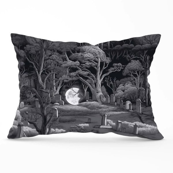 Warren Reed Eerie Moonlit Cemetery Cushions