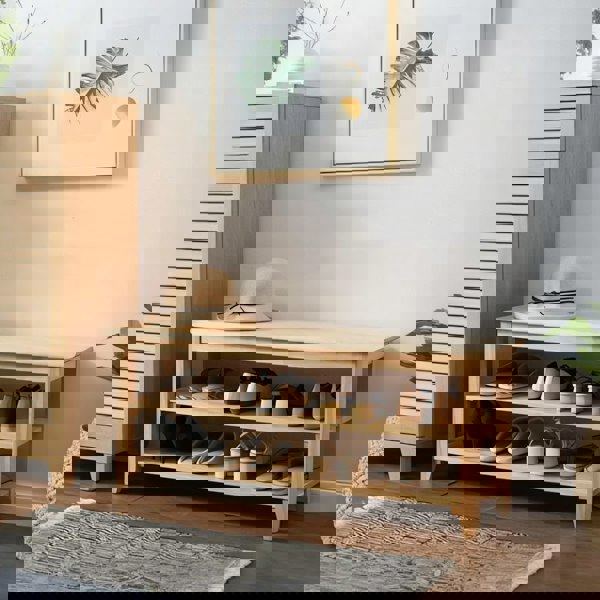 Shoe Storage Bench, Oak - hallway shoe storage bench