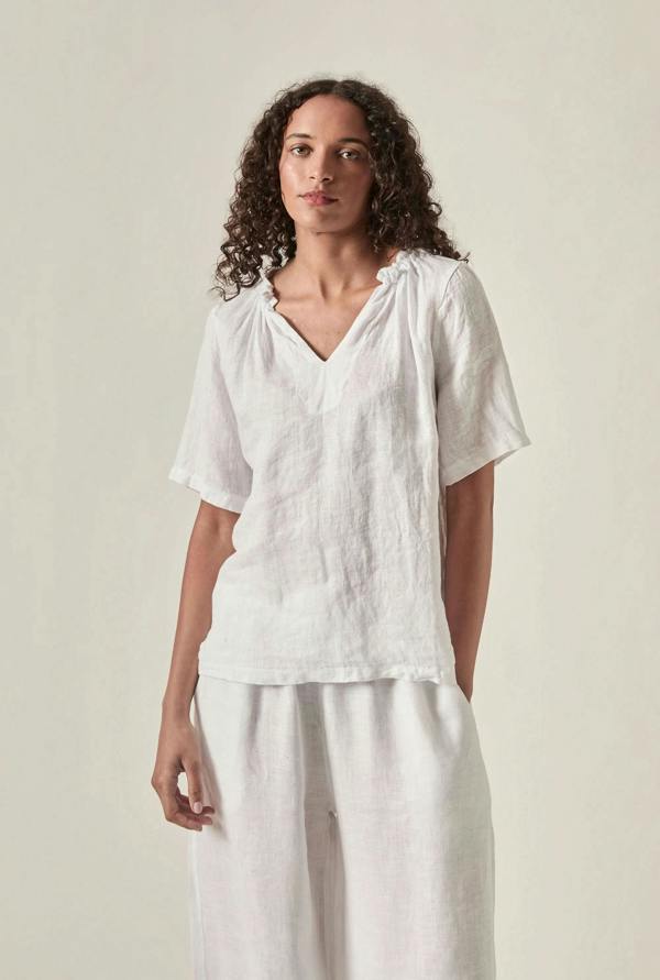 James Lakeland White Pure Linen Blouse