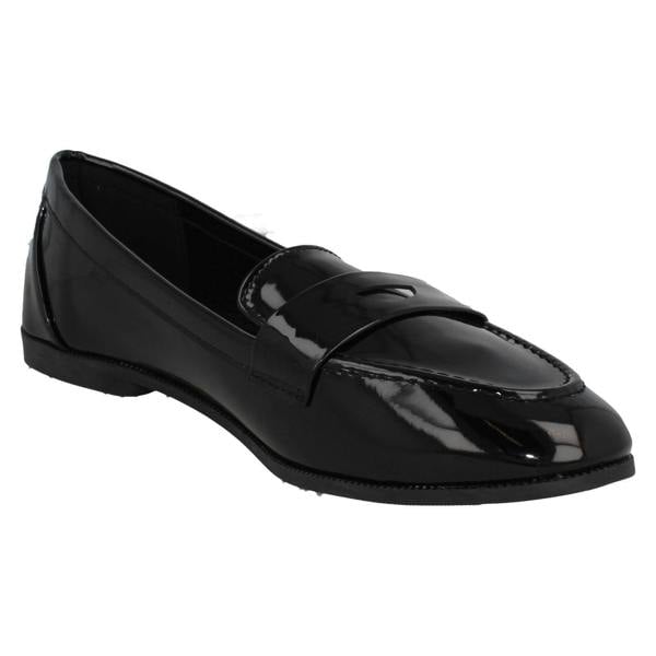 Spot On Ladies Spot On Flat Loafer Saddle Trim Wide Fit Shoes F80561