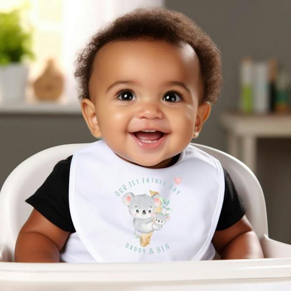 Personalised 1st Fathers Day Koala Babygrow | Name Vest or Bib UK