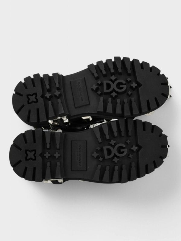 Dolce & Gabbana Studded Combat Boots Lace - Up Black - Supplied FashionDolce & Gabbana