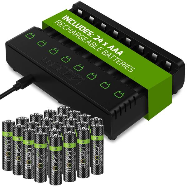 Venom Rechargeable Battery Charging Dock plus 24 x AAA 800mAh Batteries