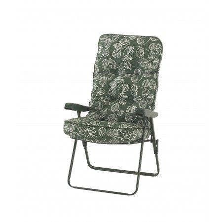 Deluxe Garden Recliner Chair with Cushion - Foldable Outdoor Lounger Elm Leaf 99cm x 58cm x 58cm The Garden Furniture Shop