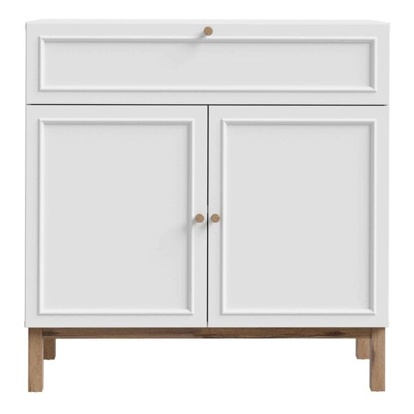 Wyld Haus Sofia Light Grey and Oak Wood 2 Door 1 Drawer Cabinet