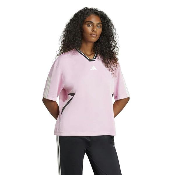Adidas Womens/Ladies Tiro 3 Stripes Boyfriend T-Shirt - True Pink - 