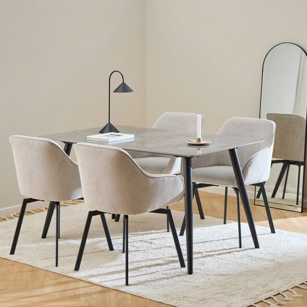 Furniture To Go Wicklow Rectangular Dining Table in Grey/Black
