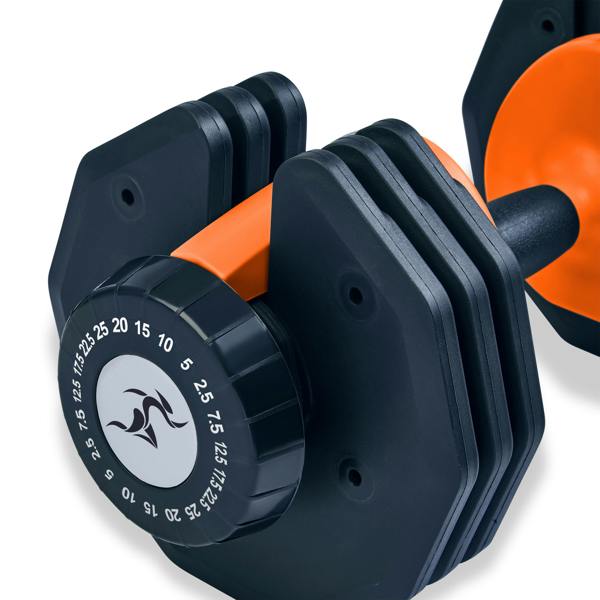 Homeology Urban25 Home Fitness Adjustable Dumbbell from 2.5kg to 25kg Single Training Weights Black Orange