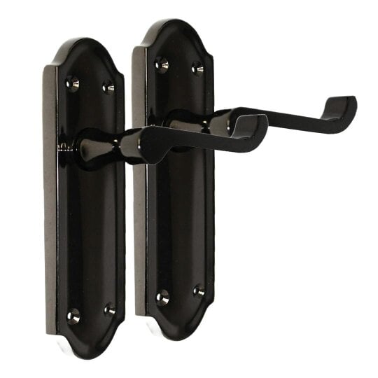 EDH Door Hardware Victorian Black Nickel Ashford Interior Door Handles BATH, LOCK & LATCH Scroll.
