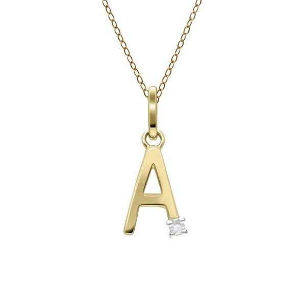 191P0738019 Initial Diamond Letter Necklace In 9ct Yellow Gold 2