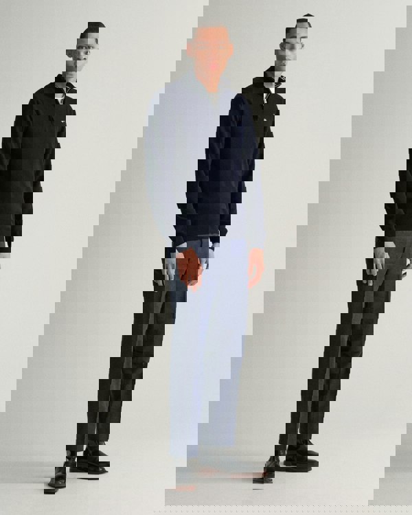 GANT Mens Superfine Lambswool Half Zip Cardigan - 410 Marine