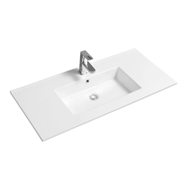 Limoge 4012 Ceramic 101cm Thin-Edge Inset Basin with Rectangular Bowl