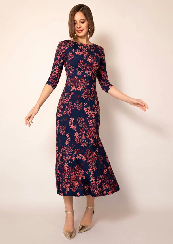 Alie Street London Maxine Asymmetric Dress (Bronzed Blooms)