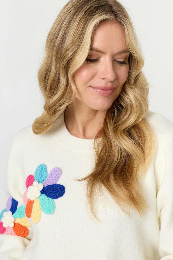 Izabel London Floral Embroidered Detail Jumper
