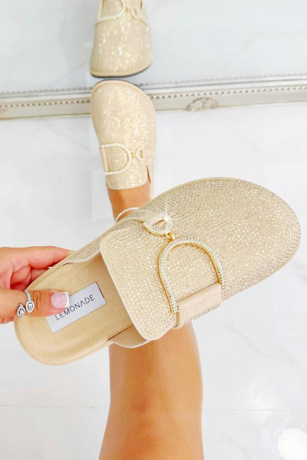 Love Lemonade Crystal Imperial Suede Slip On Clog Mules Nude