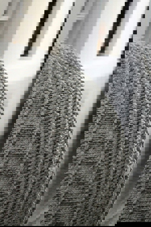 Medium knitted pouffe DARK GREY - Zuri House
