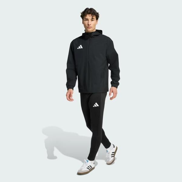 Adidas Mens Entrada 26 All Weather Rain Jacket Waterproof Coat Black JZ9101