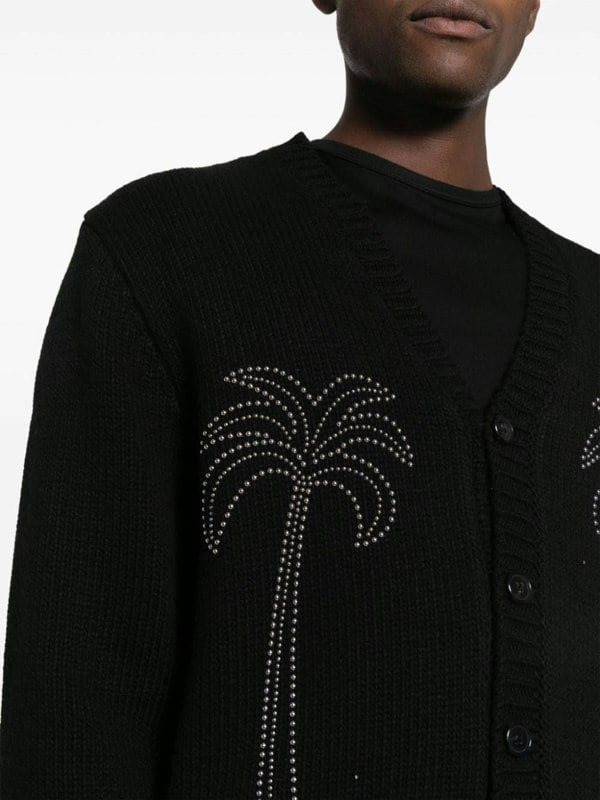Palm Angels Milano Studded Cardigan Black - Supplied FashionPALM ANGELS