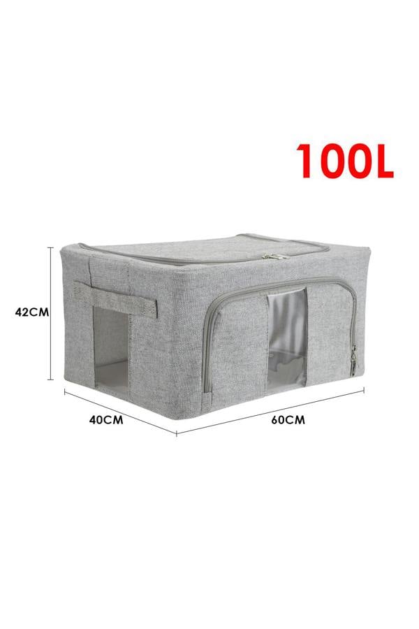 Living and Home 100L Metal Frame Foldable Fabric Storage Box Clothes Organizer with Windows