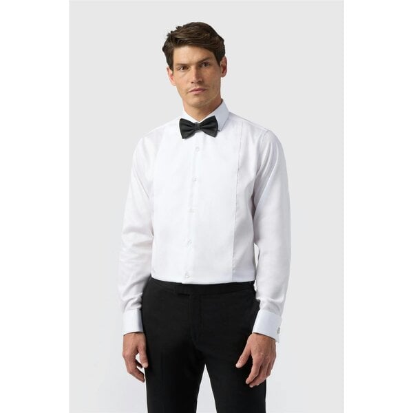Alexandre Silver Alexandre Tailored Fit White Non-Iron Bib Dress Double Cuff Shirt