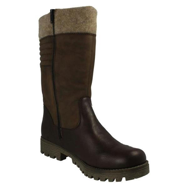 Rieker Ladies Rieker Zip Mid Calf Fleece Lined Water Repellent Boots 78585