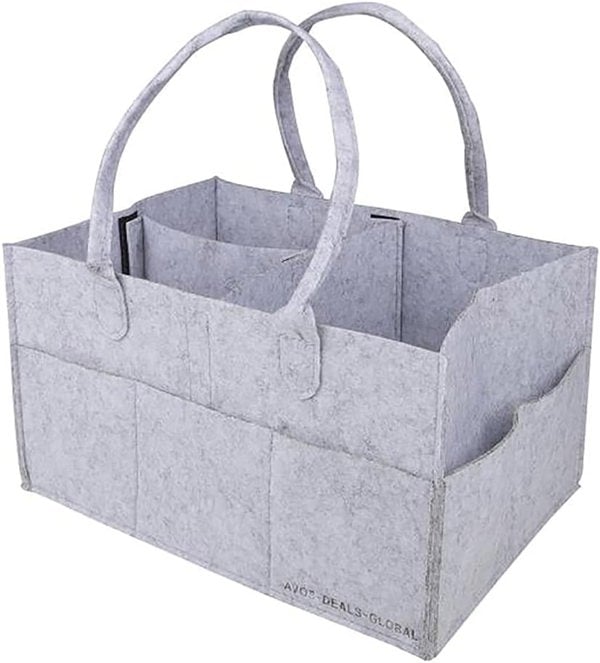 Generise Baby Multi-Compartment Nappy Caddy Storage Organizer - Grey